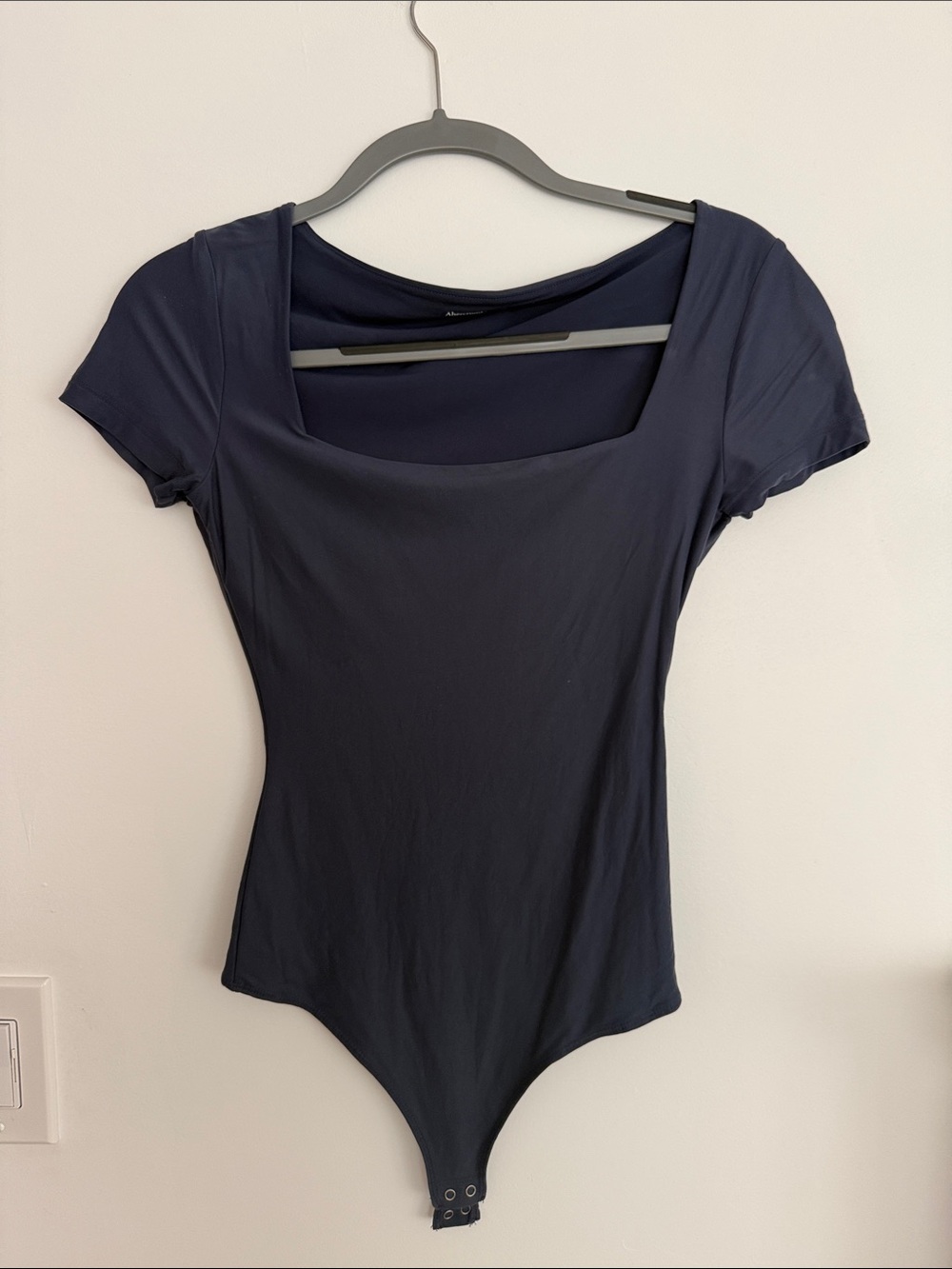 Abercrombie & Fitch Navy Square-Neck Short Sleeve Bodysuit